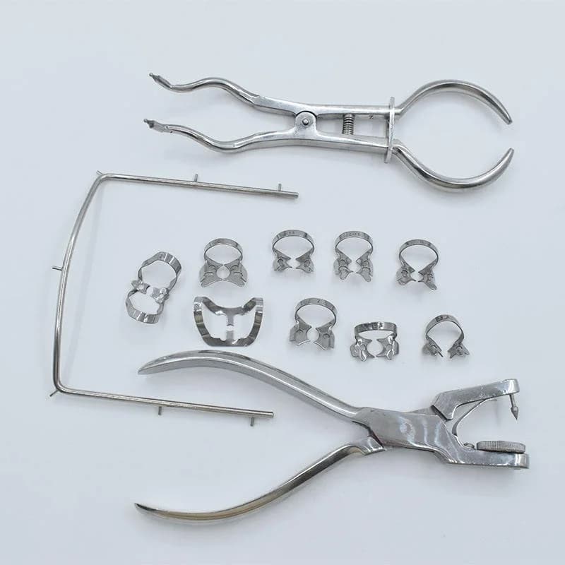 Set di Pinze Perforatrici per Diga Dentale per Dentisti, Strumenti Ortodontici in Gomma, Clip per Diga, Materiale Dentale