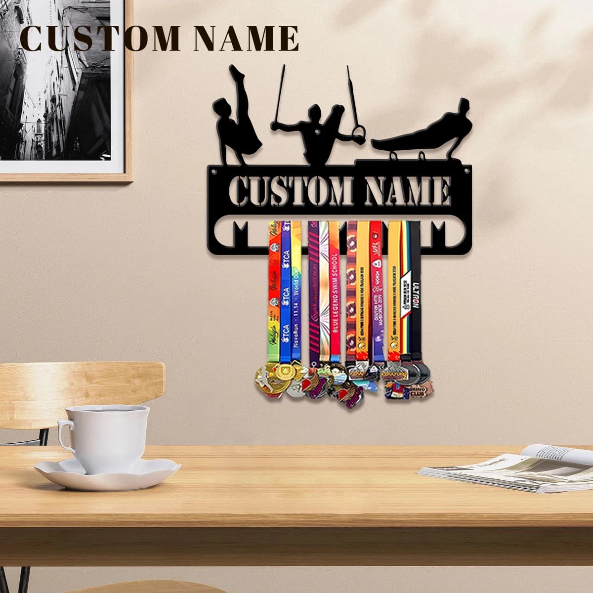 1pc Custom Fitness Metal Medal Hanger Holder,Personalized Football Number Medal Display Rack for Sports Awards,Home Decor Gift