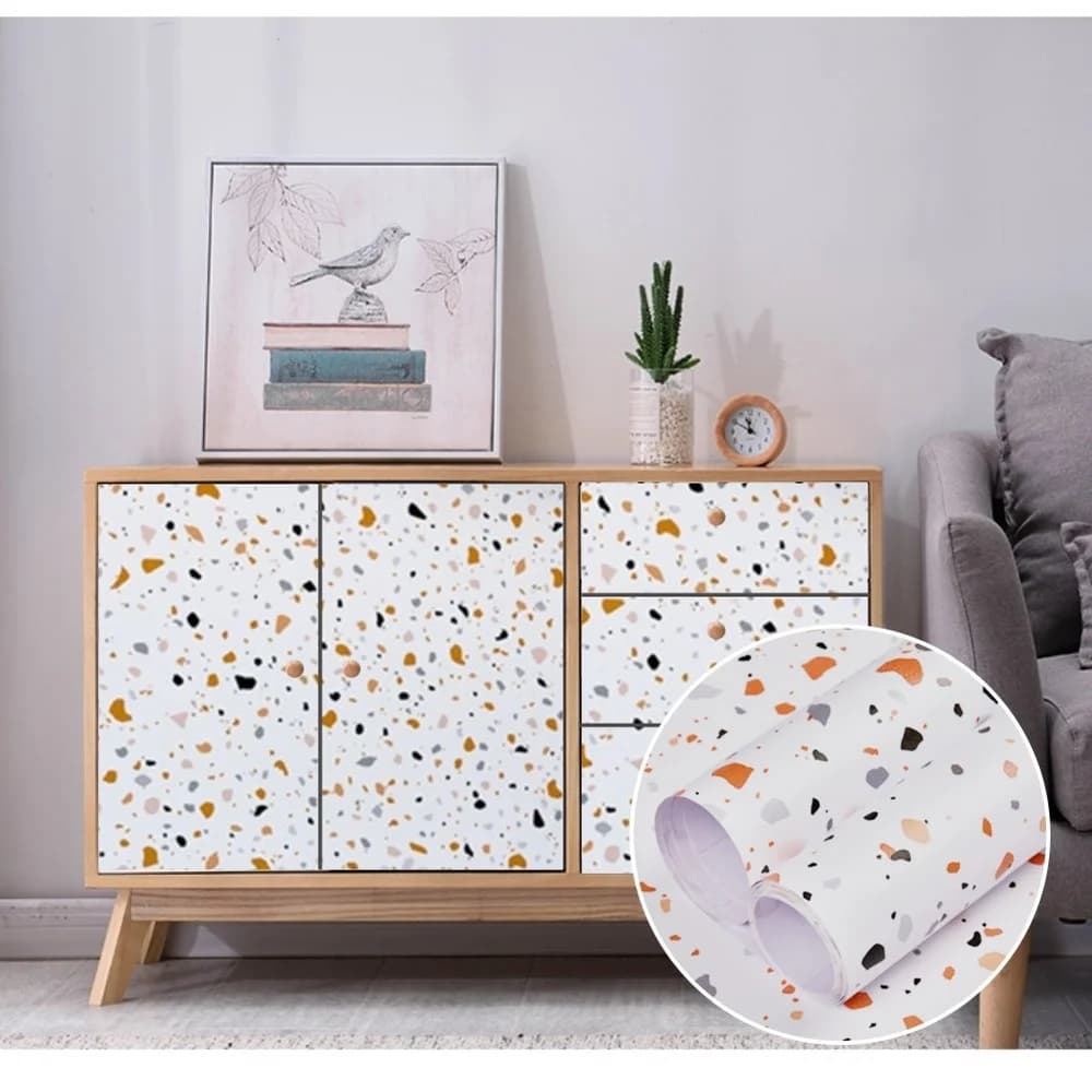 Carta da parati autoadesiva impermeabile in PVC terrazzo per la parete della camera da letto Soggiorno Arredamento Carta da contatto per ristrutturazione di mobili in vinile
