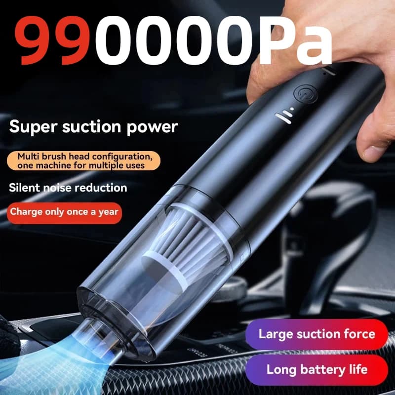 Aspirapolvere Senza Fili 990000Pa con Tubo Dritto, Alta Potenza di Aspirazione e Soffiaggio, 2 in 1, Ricarica Type-C, per Casa e Auto