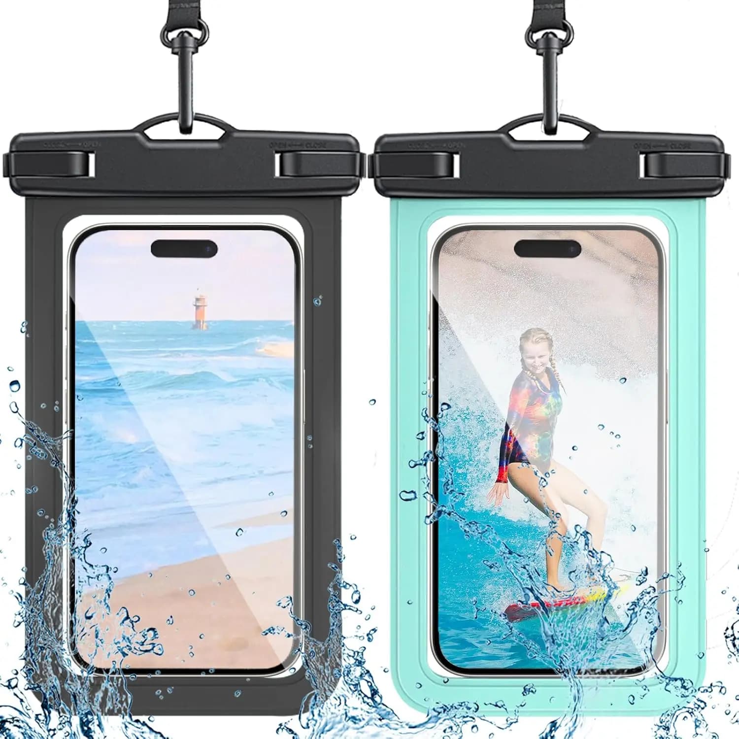 PVC Waterproof Phone Pouch with Neck Strap, Sensitive Touch Screen Cell Phone Bag for Swimming Drifting Events