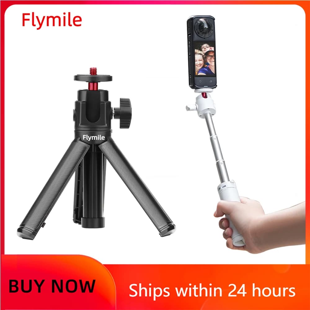 Flymile Palo di prolunga Treppiede Mini Selfie Stick Treppiede Impugnatura per Insta360 X5/DJI Pocket 3/Action 5 Pro Camera Vlog Treppiede