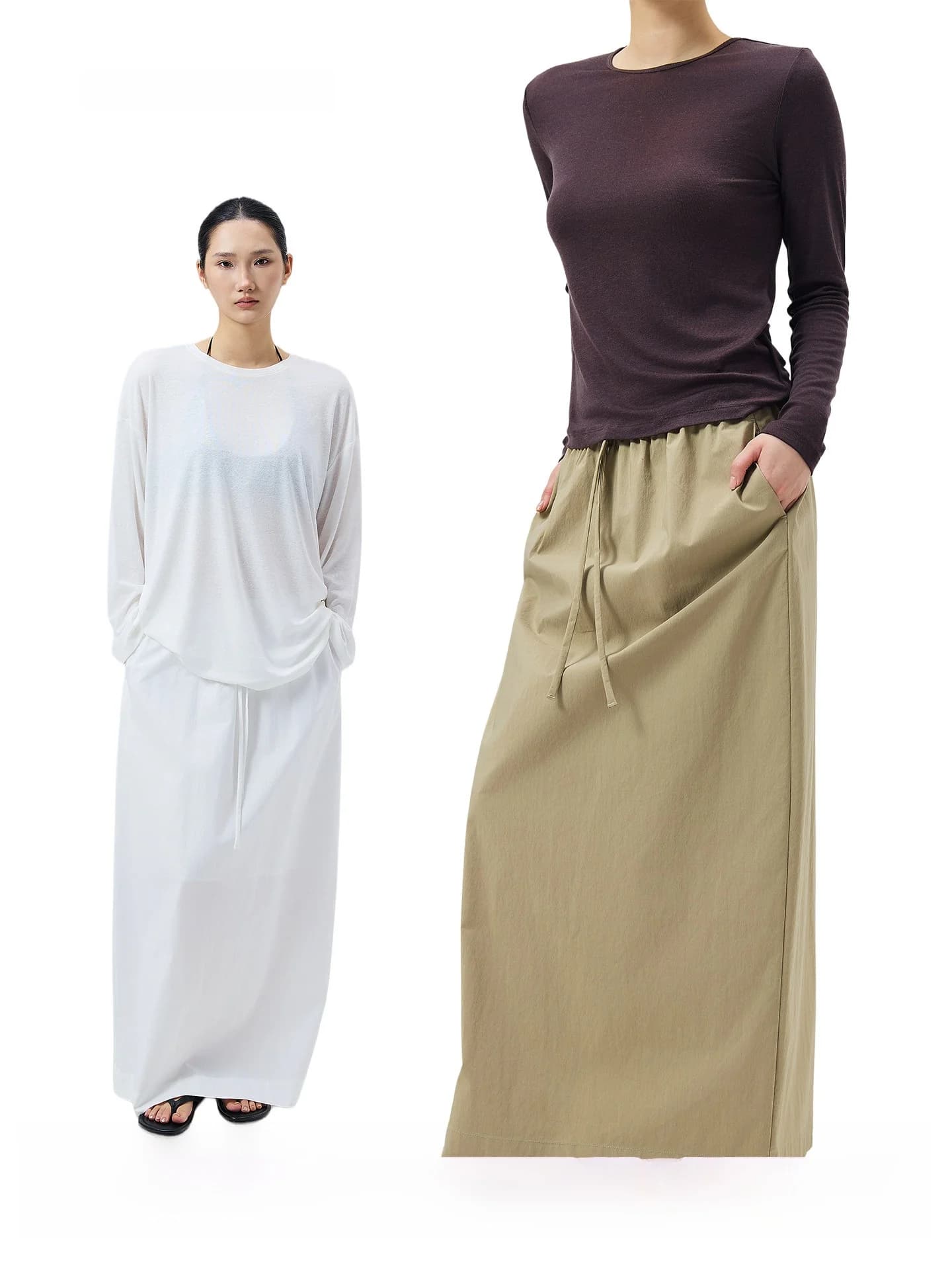 Gonna Lunga a H Minimalista Classica Vki, Tessuto Leggero, Vita Elastica, Moda Premium per Donne