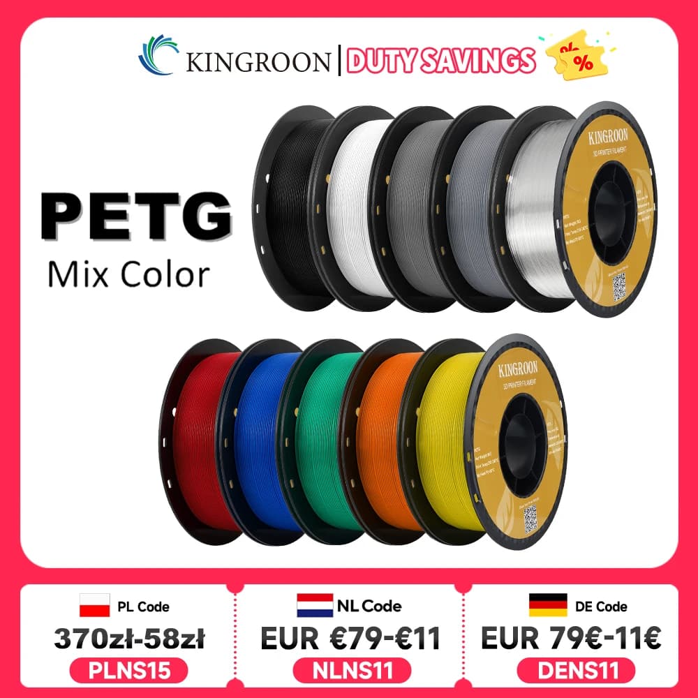 KINGROON PETG 3D Printer Filament 1.75mm 5KG 10KG Color Mixer Printing Material 3D 1kg/Plastic Petg Roll For FDM 3dprinter