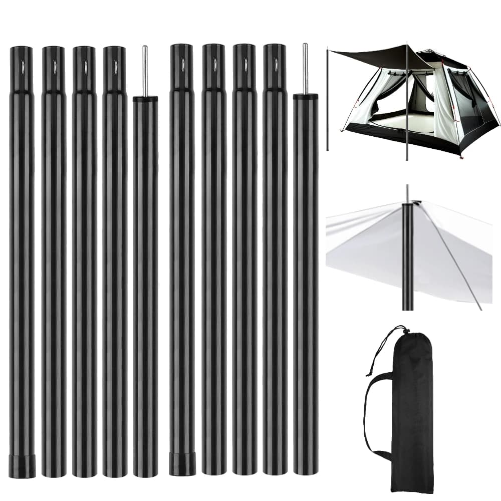 Telescopic Tent Poles Set of 2 Universal Adjustable Aluminium Camping Awning Poles Sun Sail Shelter Rods Tarp Tent Accessories