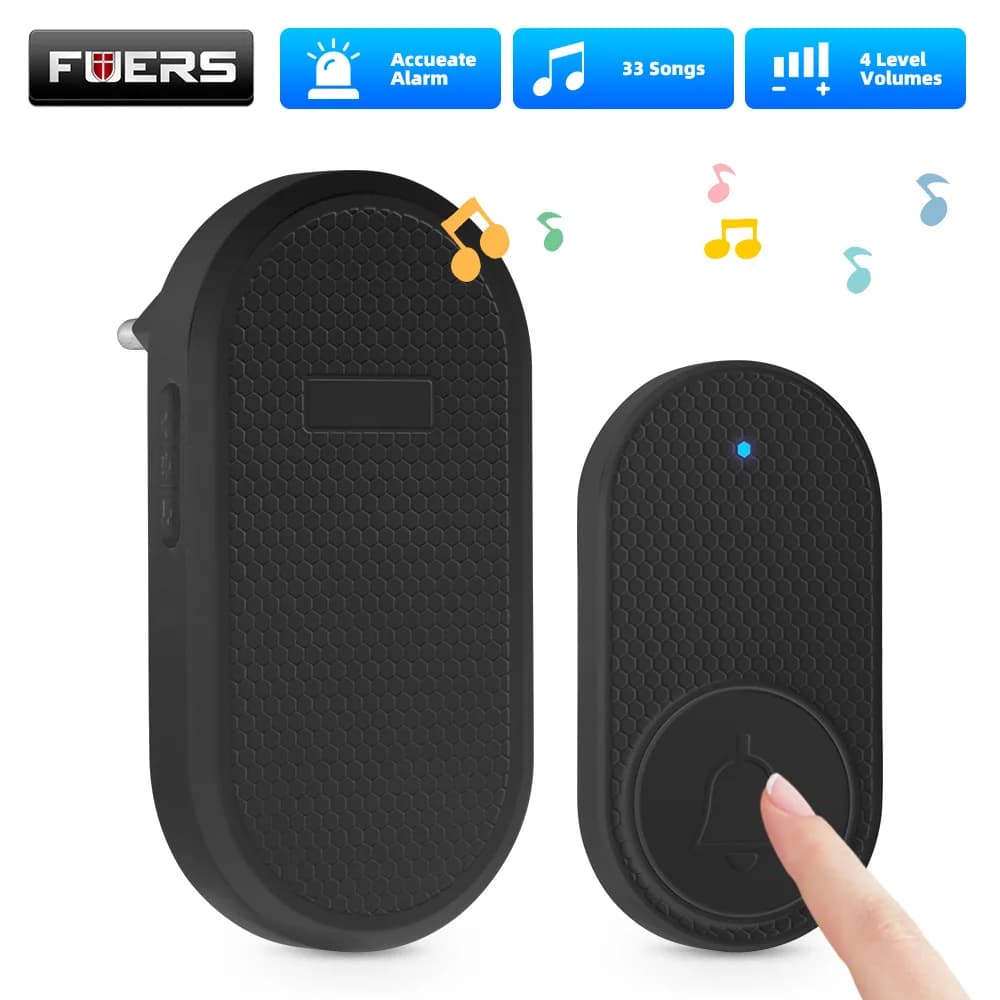 Fuers Campanello senza fili Campanello di benvenuto impermeabile Campanello per porta di casa Intelligente 32 brani Melodie intelligenti Allarme con batteria