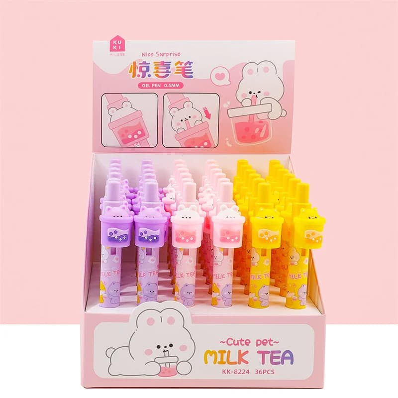 24 pz/lotto Kawaii Coniglio Presse Penna Gel Carino 0.5mm Inchiostro Nero Penne Firma Regalo di Cancelleria Scuola di Scrittura Forniture
