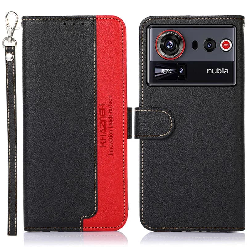 Custodia a portafoglio in pelle PU bicolore con slot per carte RFID per ZTE nubia Z40 Z50 Z60 Z70S Z70 Z80 Ultra Z60S Z50S Z40S Pro