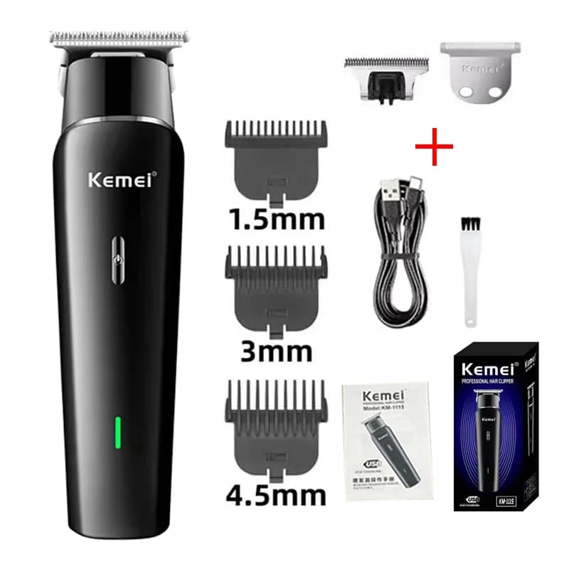 Kemei KM-1115 tagliacapelli a ricarica rapida Usb tagliacapelli ricaricabile tagliacapelli professionale senza fili a basso rumore da uomo