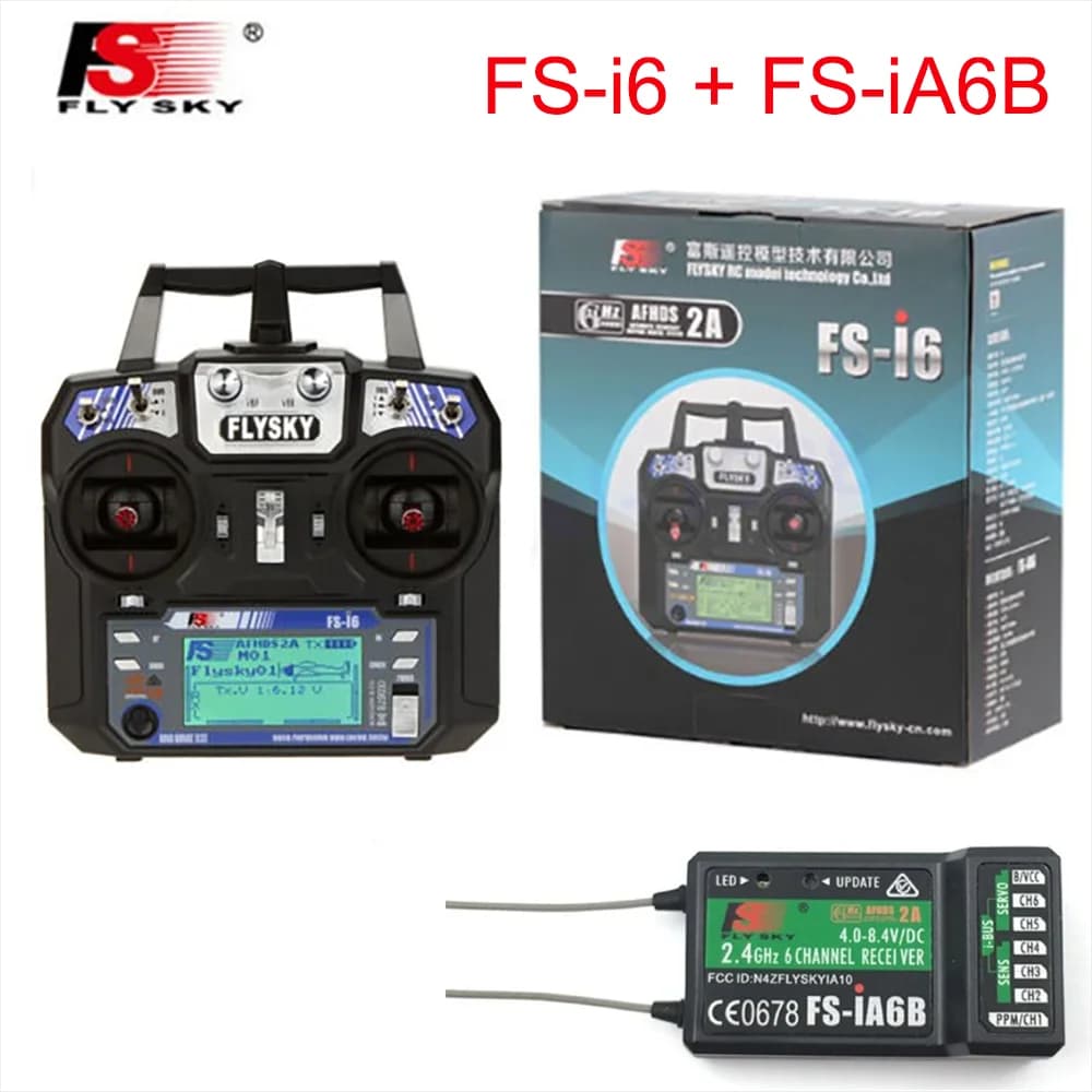 Trasmettitore del sistema radio Flysky FS-i6 AFHDS 2A 2.4GHz 6CH con ricevitore FS-iA6B per elicottero RC Drone Modalità 2 mano sinistra