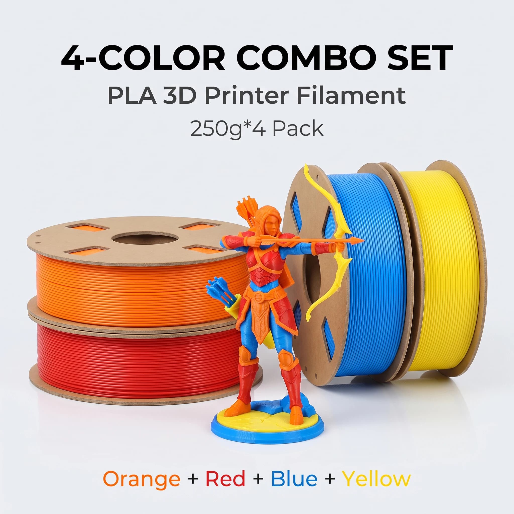 PLA 3D Printer Filament, 1.75mm PLA Wire, Smooth Printing, Neatly Wound, 200/250/500/1000g, Orange/Red/Blue/Yellow