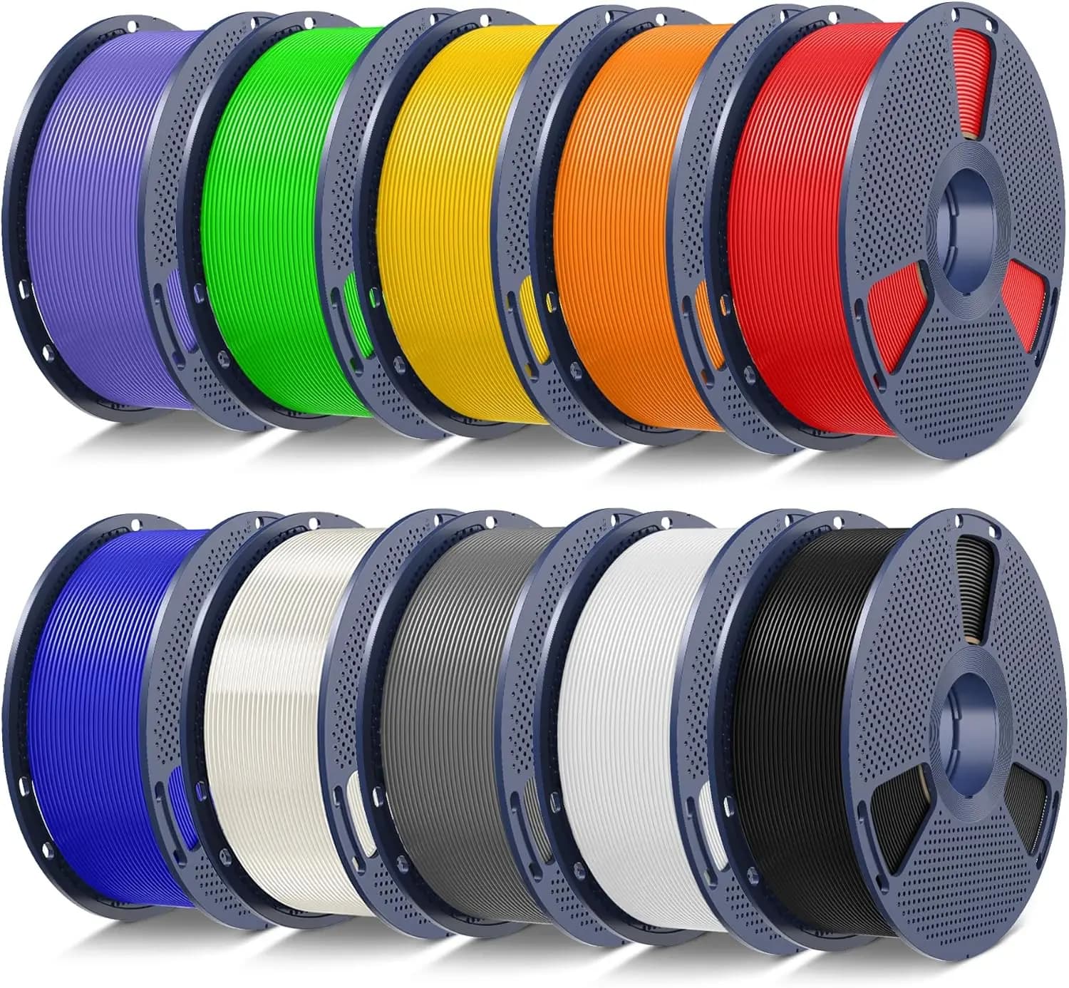 Confezione da 10 kg di Filamento PLA per Stampante 3D, 1,75 mm ±0,02 mm, 1 kg per Bobina, Set Assortito di 10 Colori