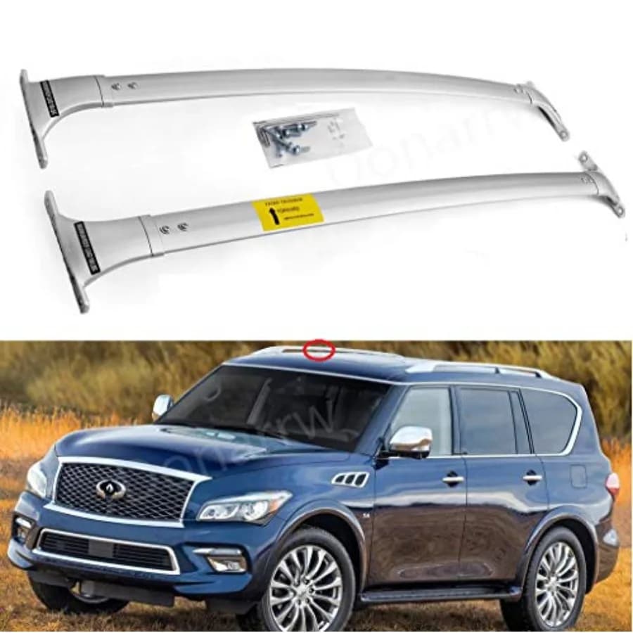 Portapacchi in Argento per Infiniti QX56 QX80 2011-2023 2024, Barre Trasversali per Tetto, Portabagagli