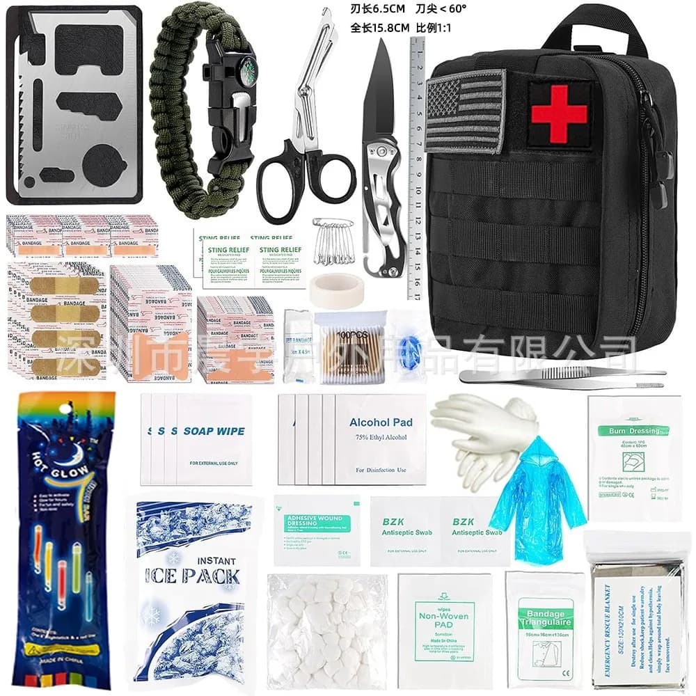 Tactical Molle Pouch, Multi-Function Camping Survival Kit, Outdoor Emergency Gear for Hiking, First Aid Bag