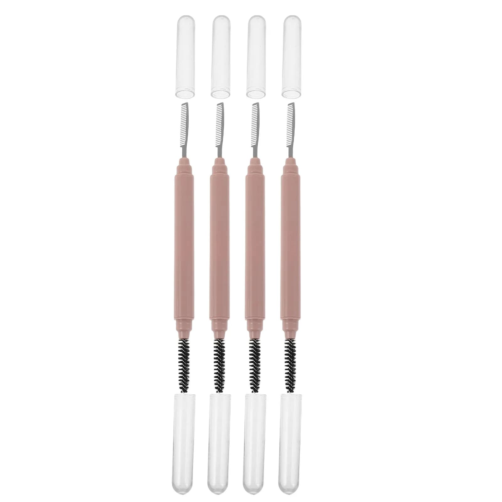 Set di 4 Pettini per Ciglia in Acciaio Inox, Spazzola per Mascara, Separatore Metallico per Ciglia con Cappuccio, per Extension Ciglia e Trucco
