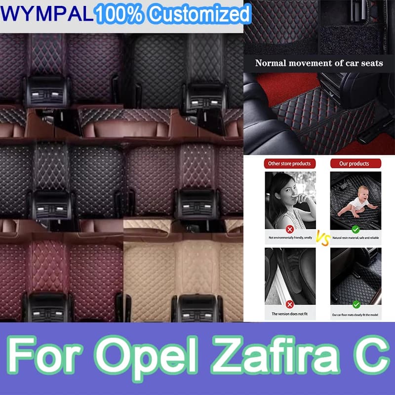 Tappetini auto di lusso per Opel Zafira C 2019 2018 2017 2016 2015 2014 2013 2012 5 posti Tappeti Accessori interni auto personalizzati