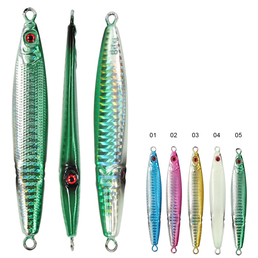 CASTFUN 60g 80g 100g Metal Jig Fishing Lure 3 occhi Slow Jig Saltwater Fishing Lure attrezzatura da pesca