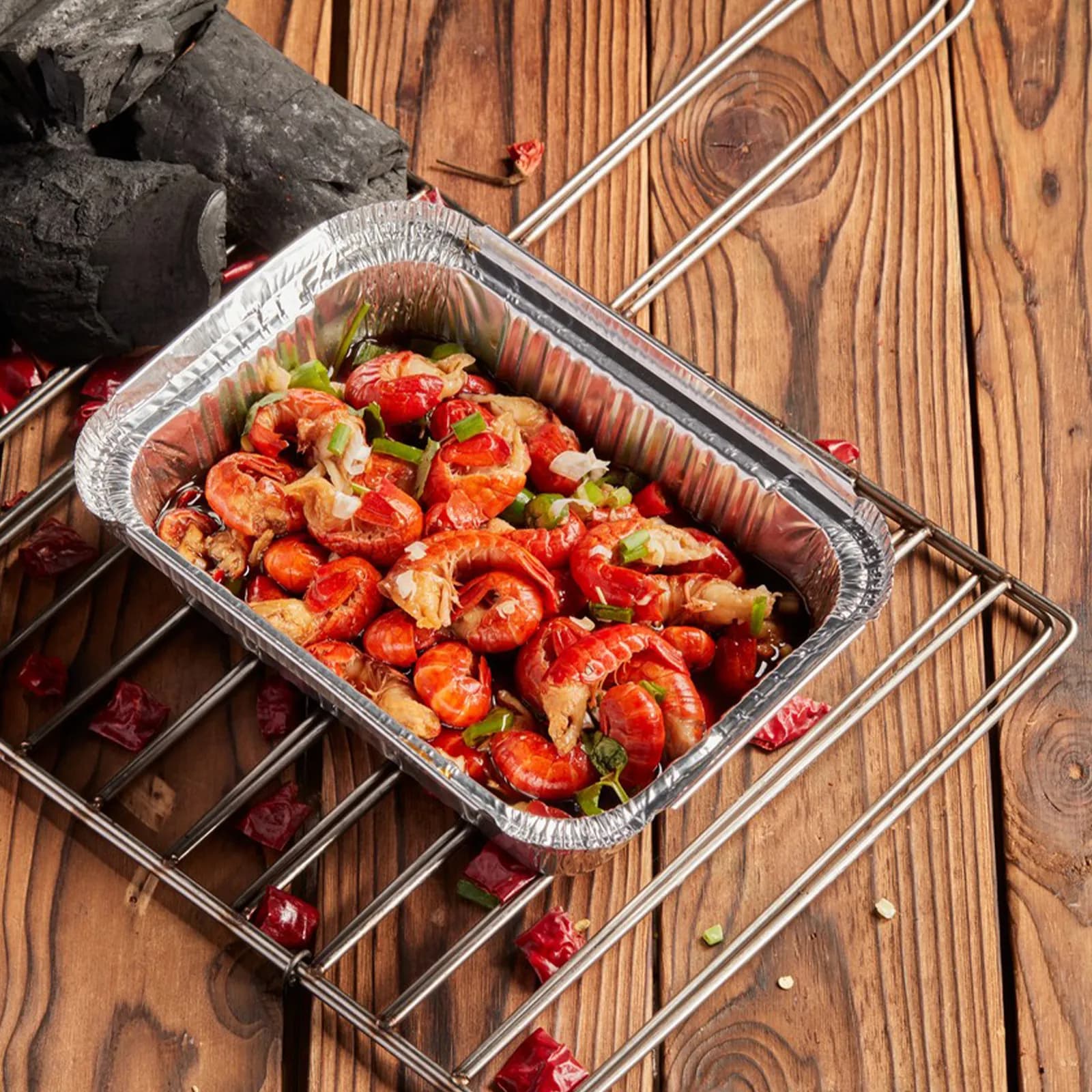 50 Pezzi Contenitori in Alluminio Usa e Getta, Vaschette Resistenti al Calore per Barbecue, Contenitori per Alimenti, Accessori per Cuocere Torte e Pane