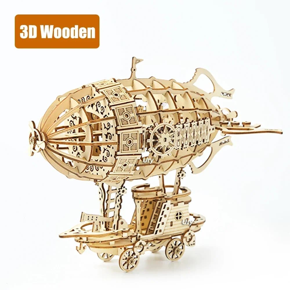 Ury 3D Puzzle in legno Retro Airship Balloon Car Steam Age Assembly Model Game for Children Adult fai da te Toys kit decorazione regali