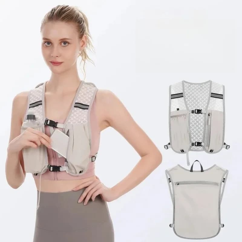 Lightweight Reflective Running Vest Hydration Chest Pack Sports Storage Backpack With Phone Pocket For Biking Jogging Hiking