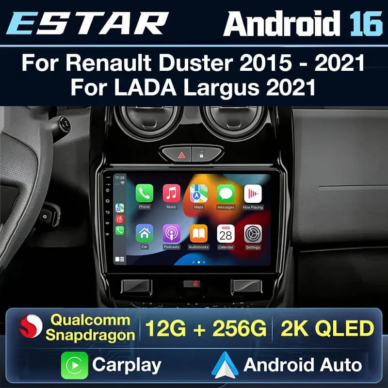 Carplay Wireless Android 16 per Renault Duster D 2015-2020 e Lada Largus 2021, Autoradio con SWC, DSP Audio, WIFI, RDS