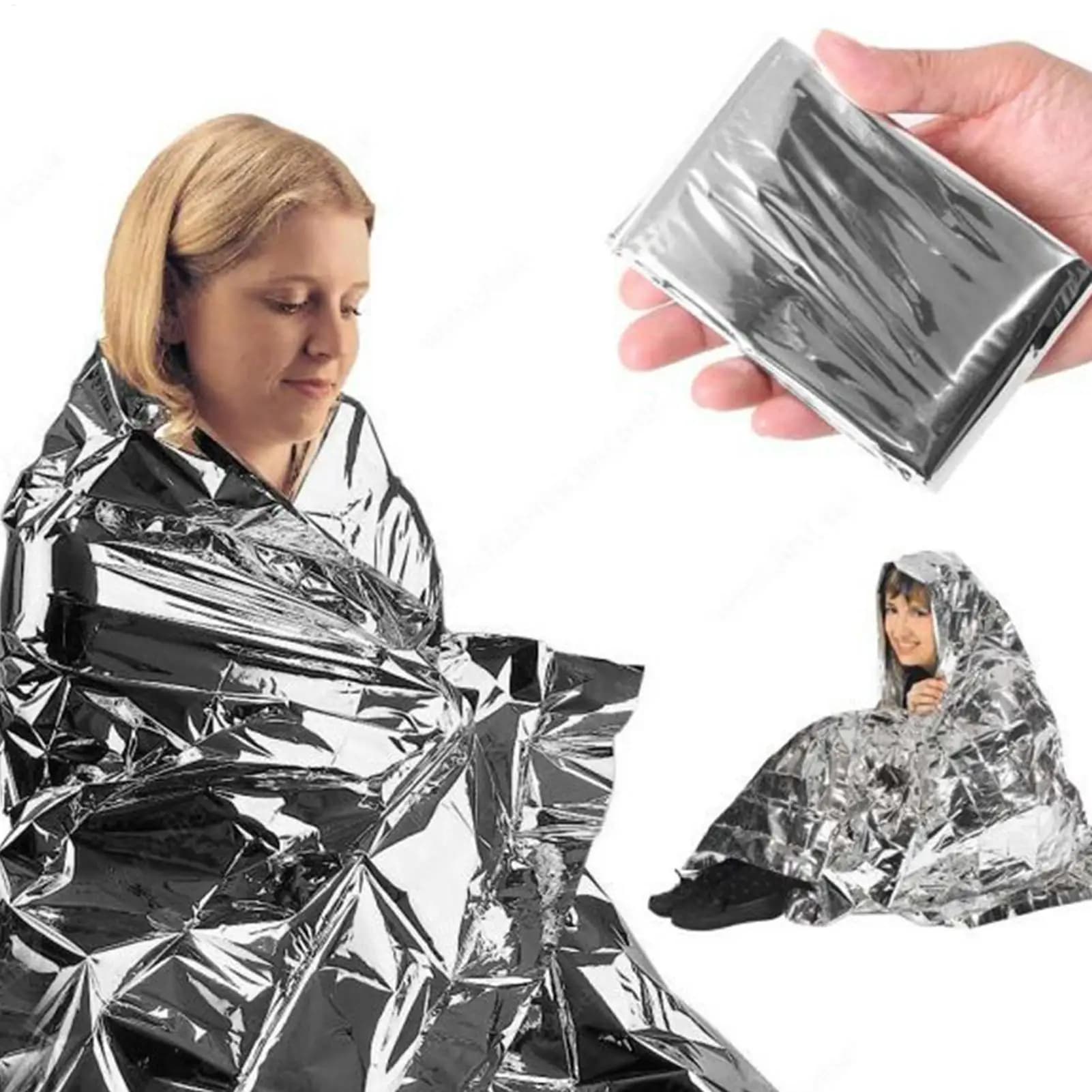 Emergency Blanket Outdoor Survival First Aid Military Rescue Kit Windproof Waterproof Foil Thermal Blanket for Camping Hiking