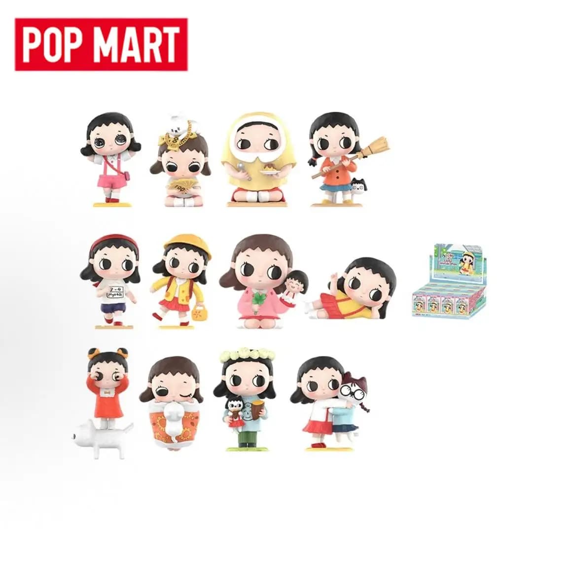 POP MART Nyota Chibi Maruko Chan Series Trendy Mystery Box Anime Action Figure Blind Random Box Toys Model Ornament Dolls