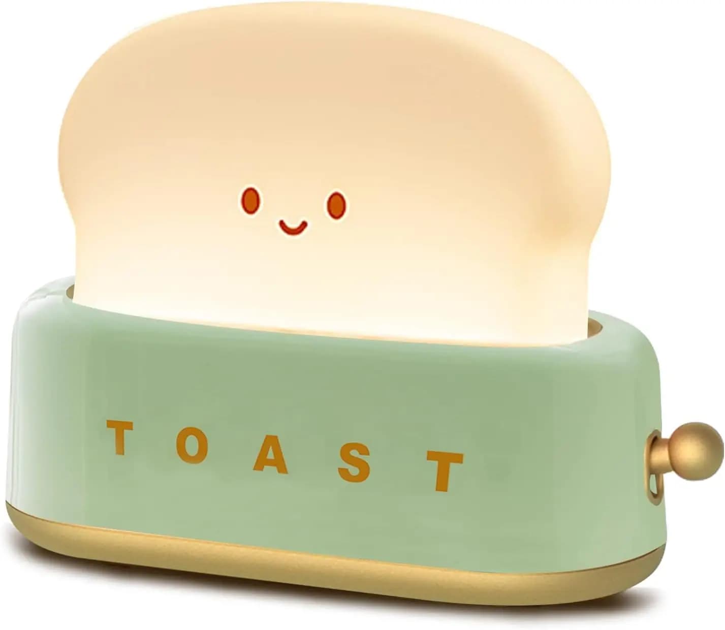 Lampada Tostapane Carina con Faccina Sorridente, Luce Notturna Ricaricabile per Camera da Letto, Decorazione da Scrivania, Regalo