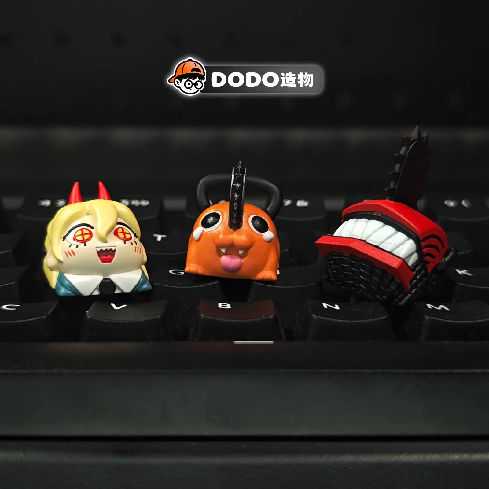 Keycaps Meccanici Personalizzati Fai-da-Te a Tema Cartone Animato Pochita, per Tastiera Meccanica a Cross-Axis, Regalo Giocattolo per PC