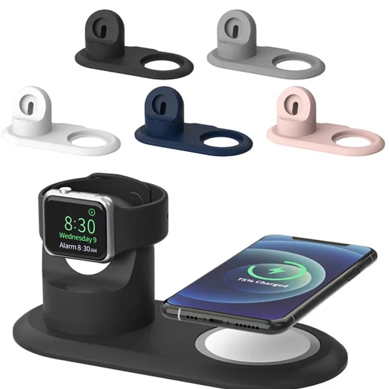 Supporto per telefono in silicone Supporto per iPhone 13 Pro Max Apple Watch Caricatore Magsafe Stazione di ricarica Dock Staffa da tavolo Culla Macsafe