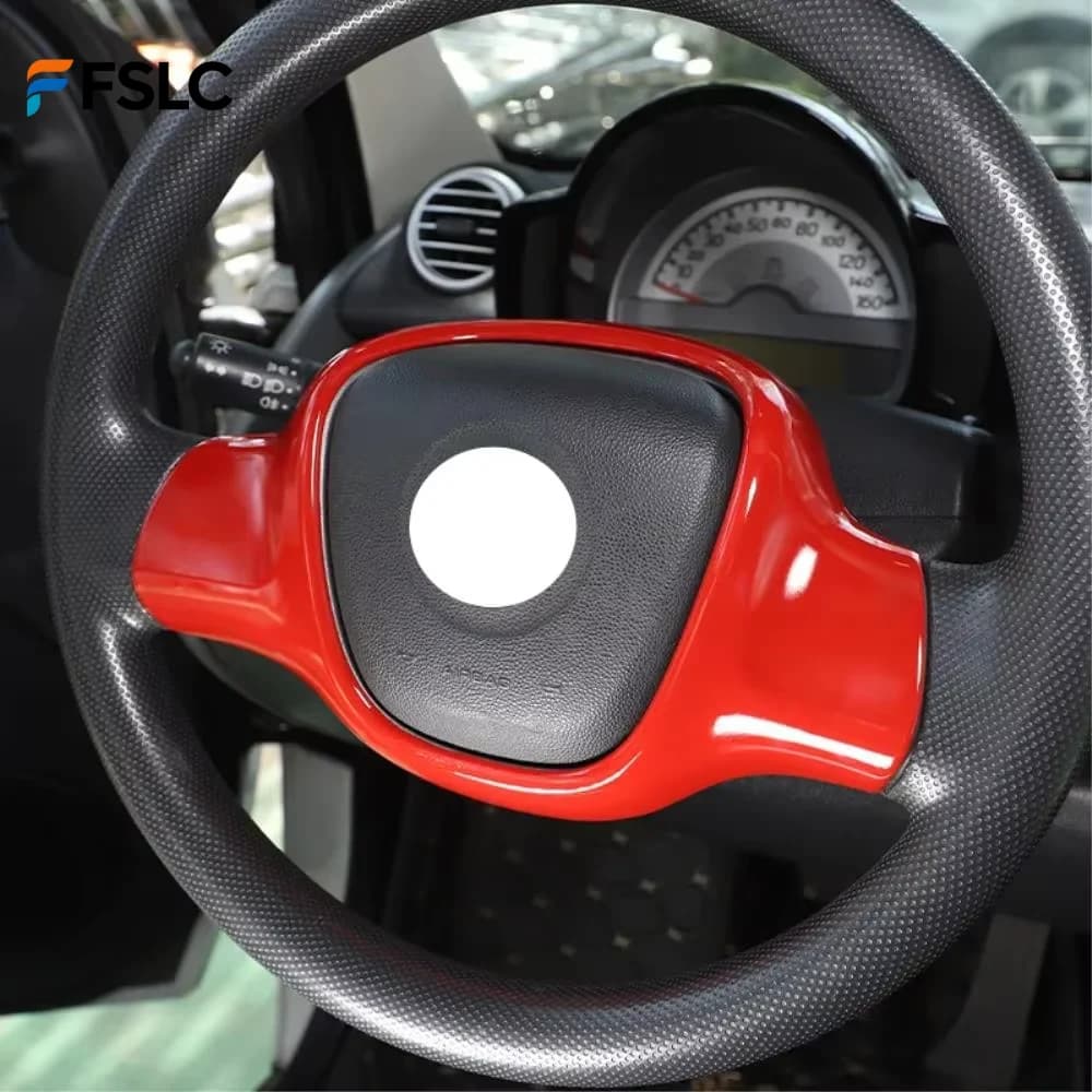 ⭐ Autentico ⭐ Accessori Auto: Rivestimento Volante in Fibra di Carbonio ABS per Smart Fortwo 451 2009-2015 - Decalcomania Decorativa per Interni Auto
