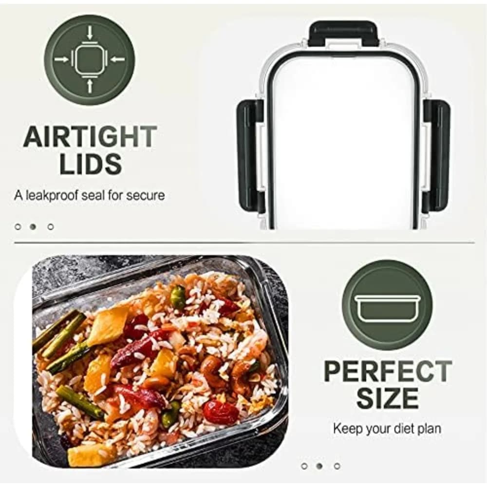 Contenitori per la preparazione dei pasti in vetro da 10 confezioni da 30 once, contenitori per alimenti in vetro con coperchi, scatole Bento per il pranzo in vetro ermetico