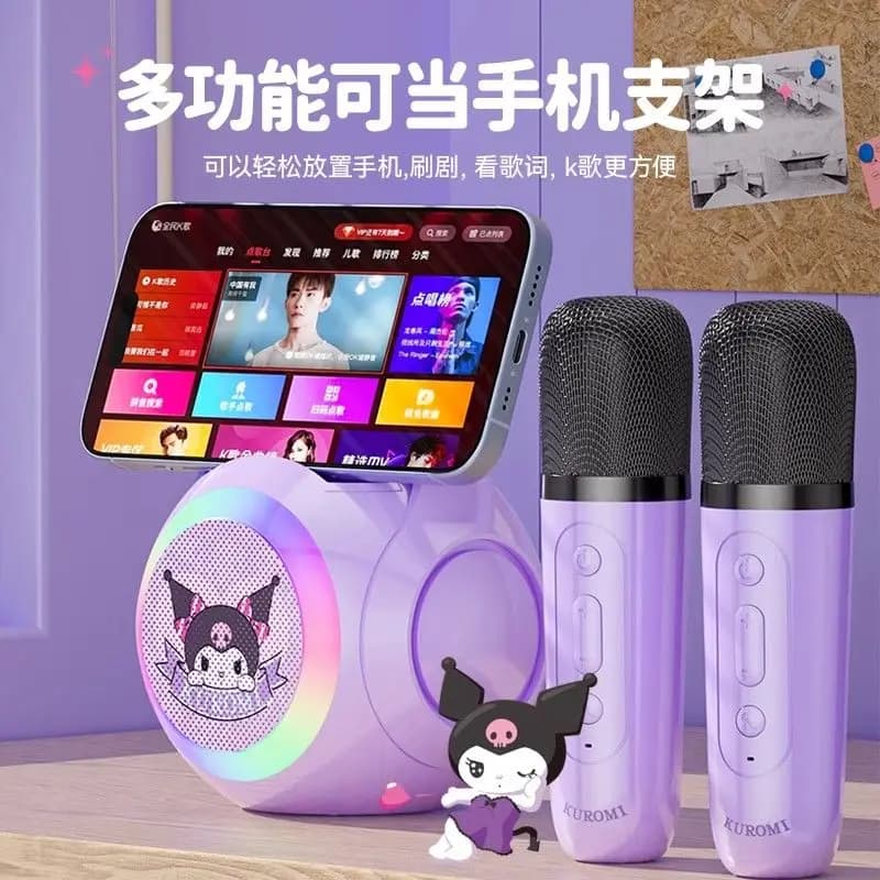 Altoparlante Bluetooth Smart Anime Sanrio Hello Kitty Kuromi con Microfono Integrato, Dispositivo Audio Domestico per Karaoke, KTV Familiare, Design Cartoonesco e Carino