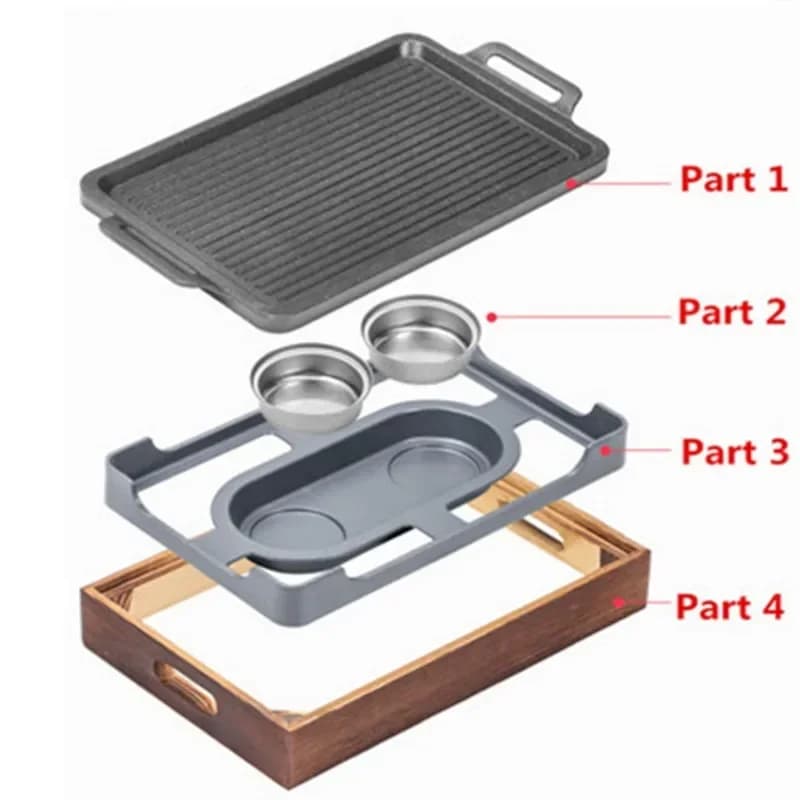 Korean Japanese Barbecue Grill Smokeless Portable BBQ Grill Charcoal BBQ Oven Alcohol Stove Household Non-stick korean bbq table