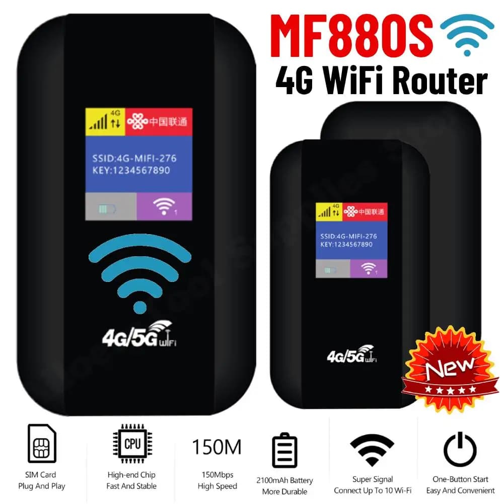 MF880S 4G Lte Router WiFi portatile Hotspot Mobile 2100mAh 150Mbps Router Wireless con ripetitore Slot per SIM Card per casa all'aperto