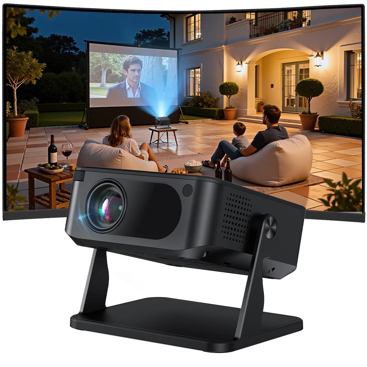 Proiettore 4K 280 ANSI HD 1080P con correzione Keystone WiFi6 BT5.2 Mini proiettore portatile Android 11 per Home Cinema all'aperto