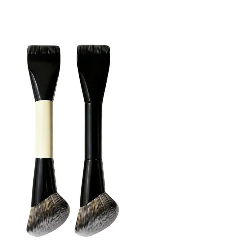 Double-ended Makeup Brush Soft Dense Bristles For Foundation Contour Blush Daily Travel Cosmetic Tool