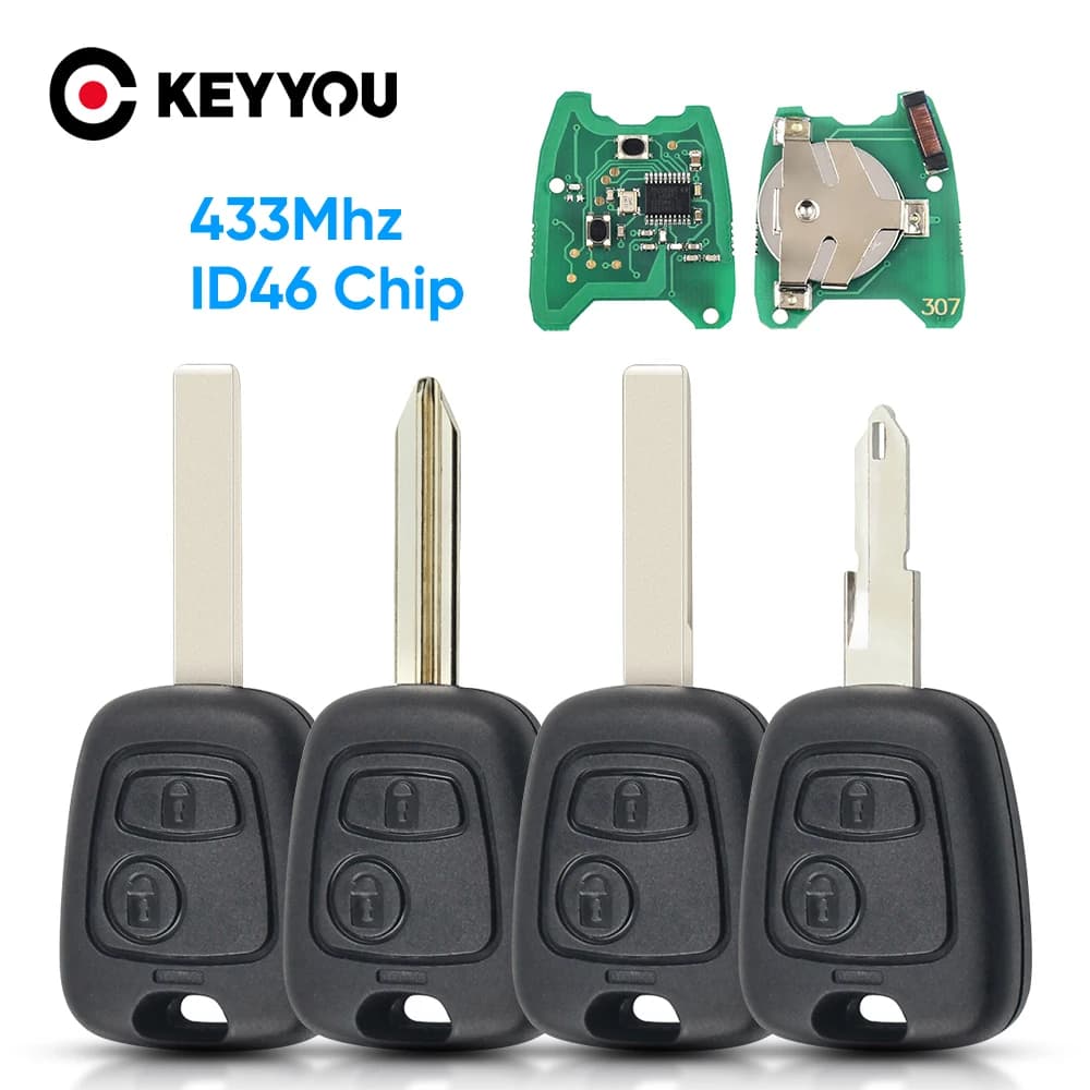 KEYYOU Chiave A Distanza Auto HU83/VA2/NE72/SX9 Lama Transponder ID46 Chip Per Peugeot 307 207 407 Partner Per Citroen C1 C2 C3 433 Mhz