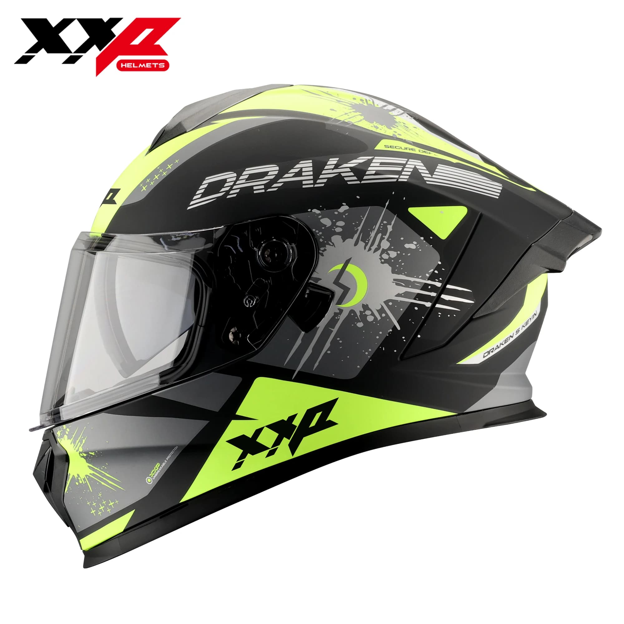 Caschi Integrali per Moto Xxp Draken S con Grande Spoiler, Doppia Visiera, Fibbia a Sgancio Rapido, Casco da Motocross XXL Nuova Collezione