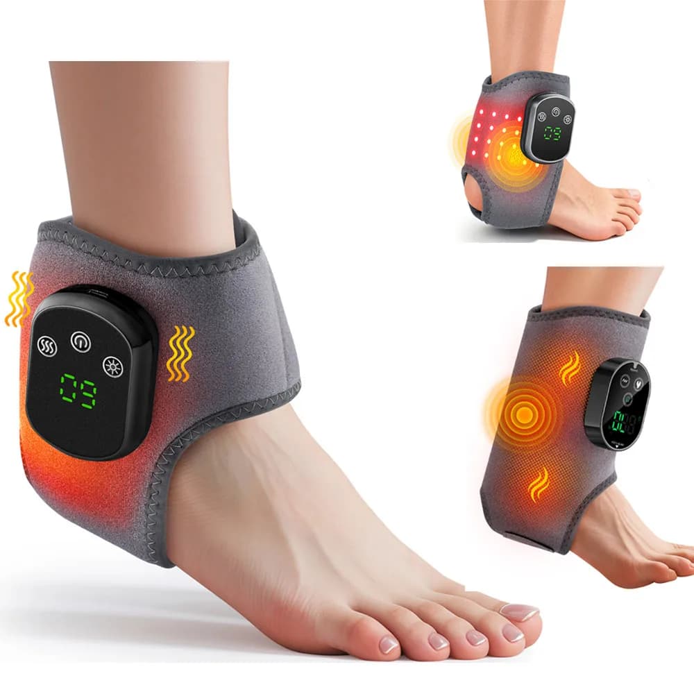 Cintura Massaggiante Riscaldante per Caviglia, Fascia Elettrica con Vibrazione e Compressione Calda, Supporto per Piede e Caviglia