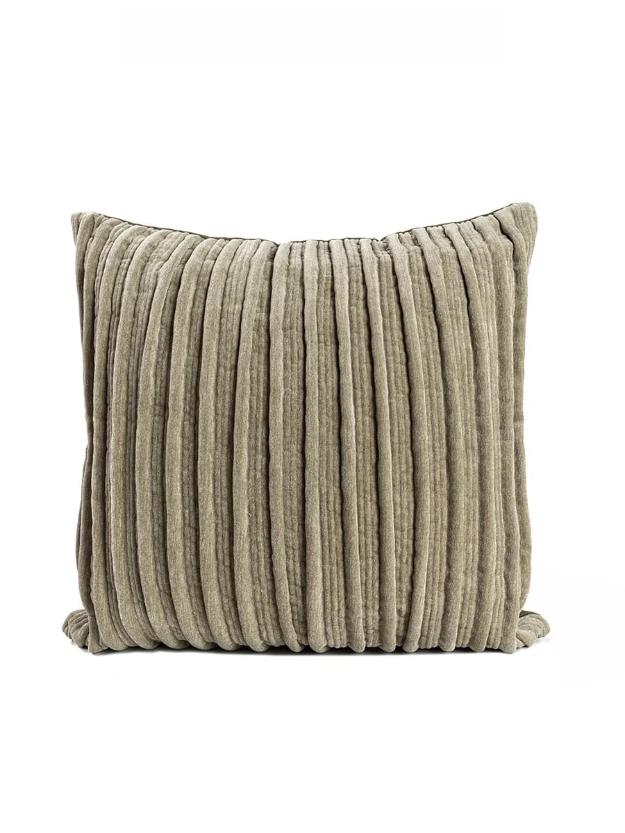 Cuscino Trapuntato a Righe Verde e Marrone Semplice e Moderno, Cuscino Quadrato per Divano, Cuscino Lombare, Fodera per Cuscino Decorativo per la Casa