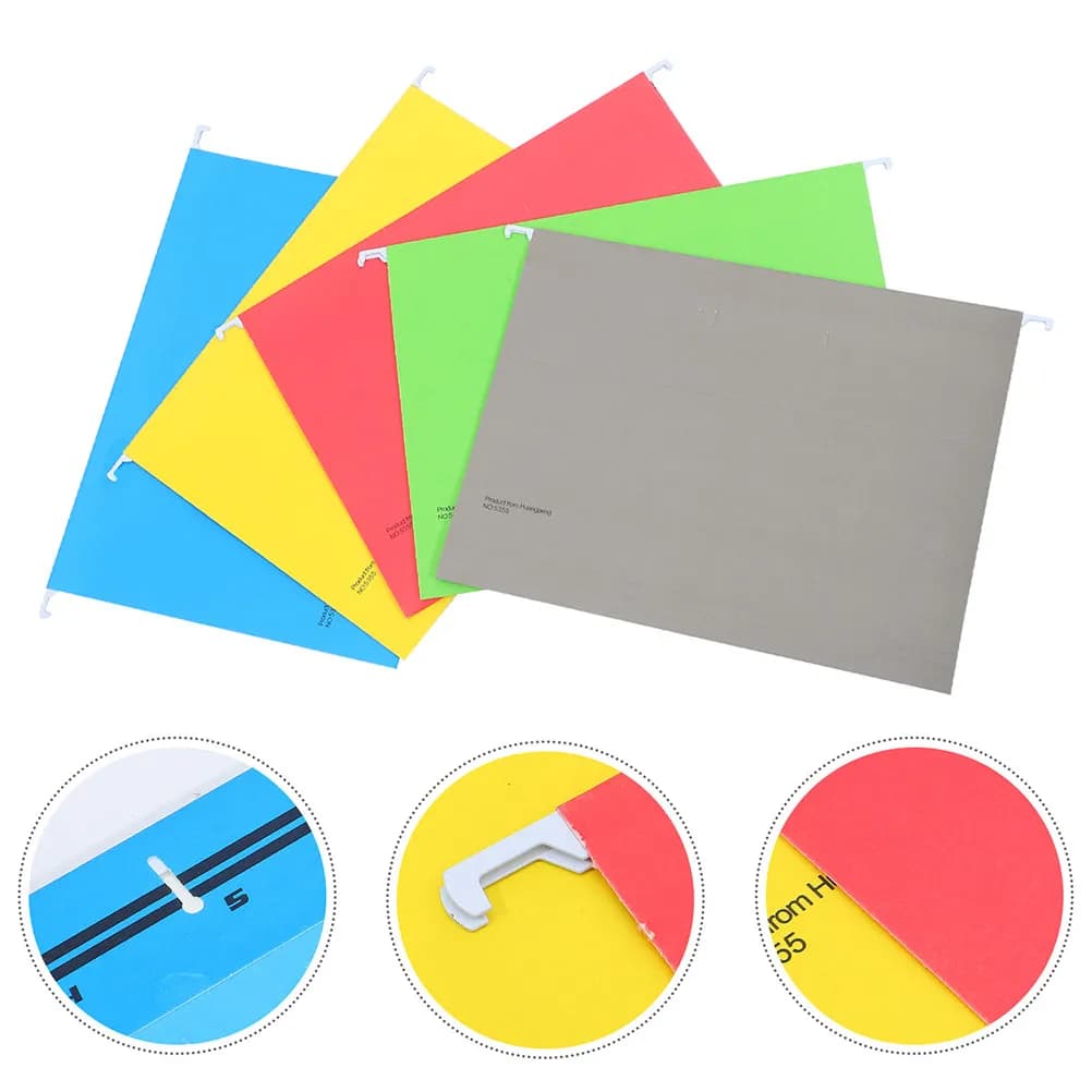 5Pcs Hanging File Folder Paper Metal Wear Resistant Portable Office Supplies Receipt Bills Organizer Document Storage