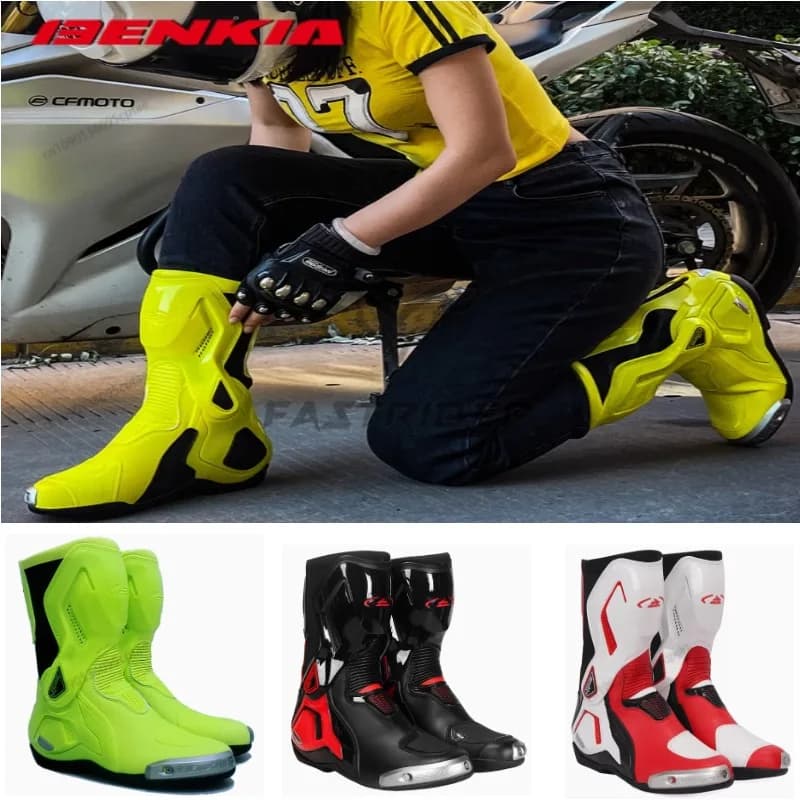 BENKIA Motorcycle Botas CE Certification Professional Track Riding Boots Racing Summer Zapato AntiCollision Off-Road for Rally