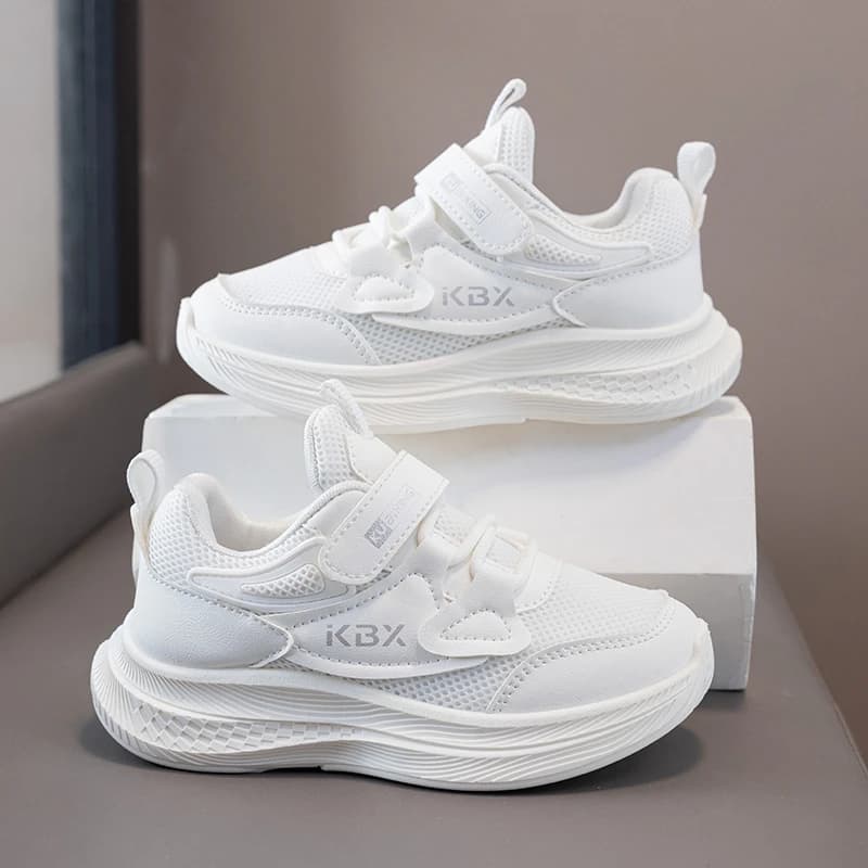 Girls Lavender Purple Mesh Platform Sneakers Silver Patchwork Velcro Strap Shock Absorbing Non Slip School Running Shoes