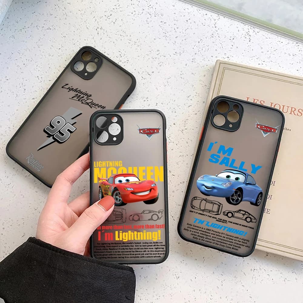 Custodia Protettiva Traslucida Opaca Mcqueen Lightning Sally per iPhone 17E 17 16 16E 15 14 13 12 11 Pro Max 17 Air 7 8 Plus XR XS