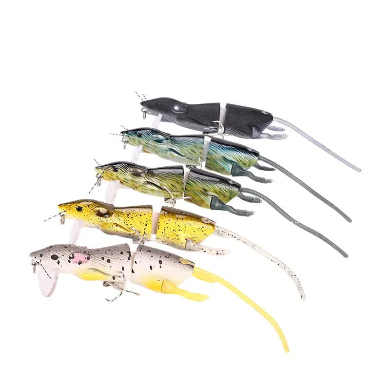 WEIHE 1PC g 8cm 5 colori Pesca artificiale Esca dura per mouse Galleggiante 2 sezioni Minnow Lure Multi-snodato Esca in plastica dura Wobble