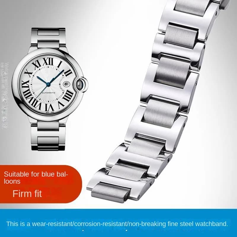 14.8mm 16.8mm 18.11mm 20.12mm 22.14mm Women's Convex Stainless Steel Strap for Cartier Blue Balloon Strap Bracelet