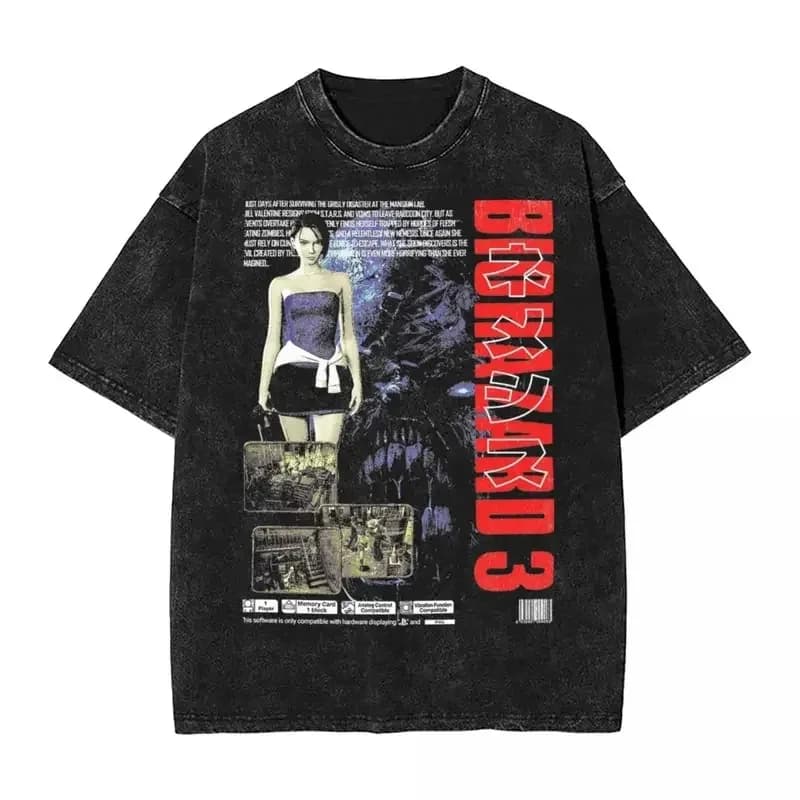 Resident Evil 3 Jill Valentine Themed T-Shirt – Character Graphic & Game Scene Apparel for Survival Horror Fans T-shirts