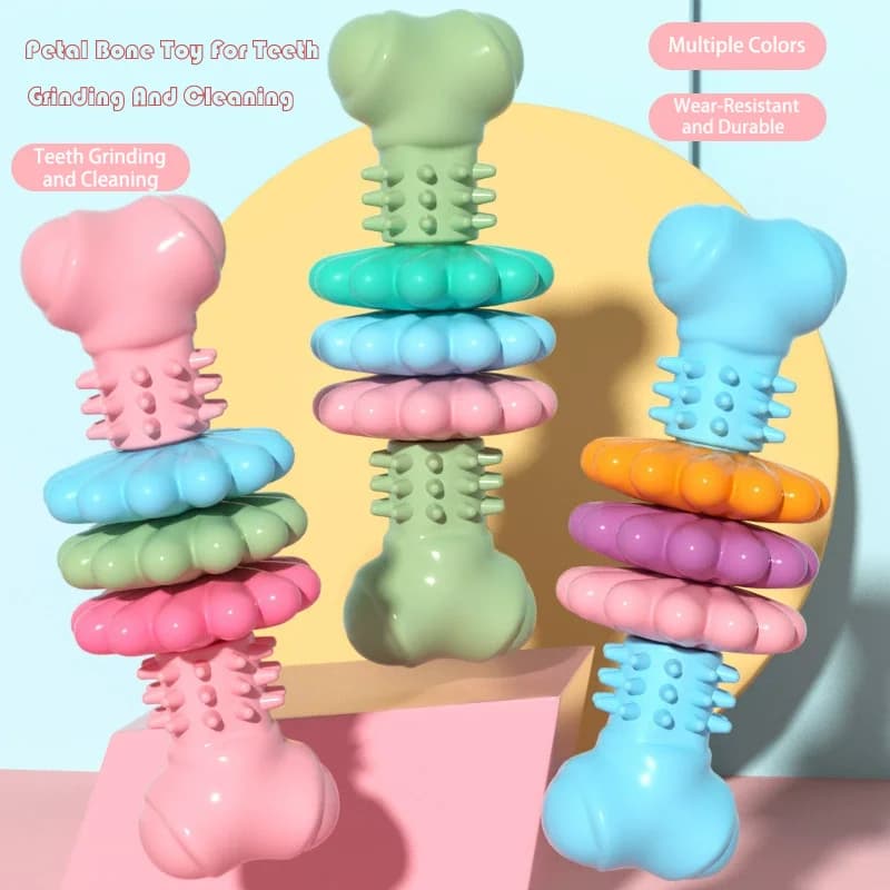 Pet Dog Toy TPR Bone Shape Durable Chew Toy Multicolor Molar Teeth Cleaning Interactive Toy For Small Medium Large Dogs