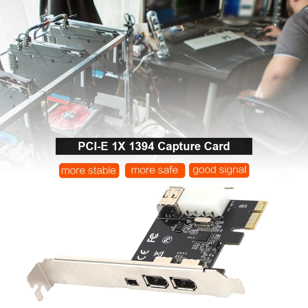 Scheda PCI-E 1X 1394 con Adattatore Firewire da 6 Pin a 4 Pin, Scheda di Acquisizione Video PCI-E 1X a 16X 1394 DV per Computer Desktop